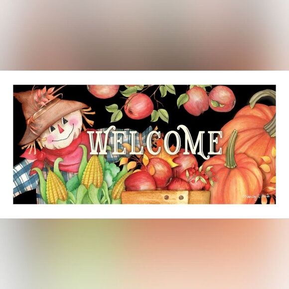 Evergreen Harvest Scarecrow Sassafras Indoor Outdoor Insert Doormat 22"x10" NWOT - Picture 1 of 5